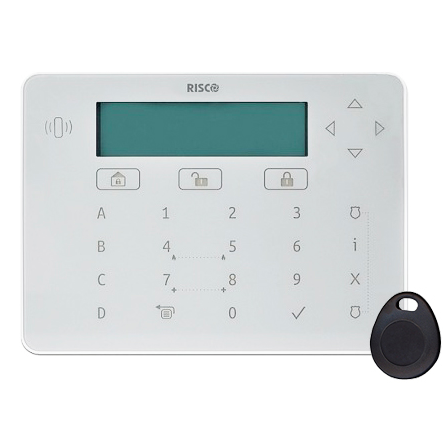 Clavier alarme tactile filaire interieur elegant Risco RPKELP lecteur de proximite blanc